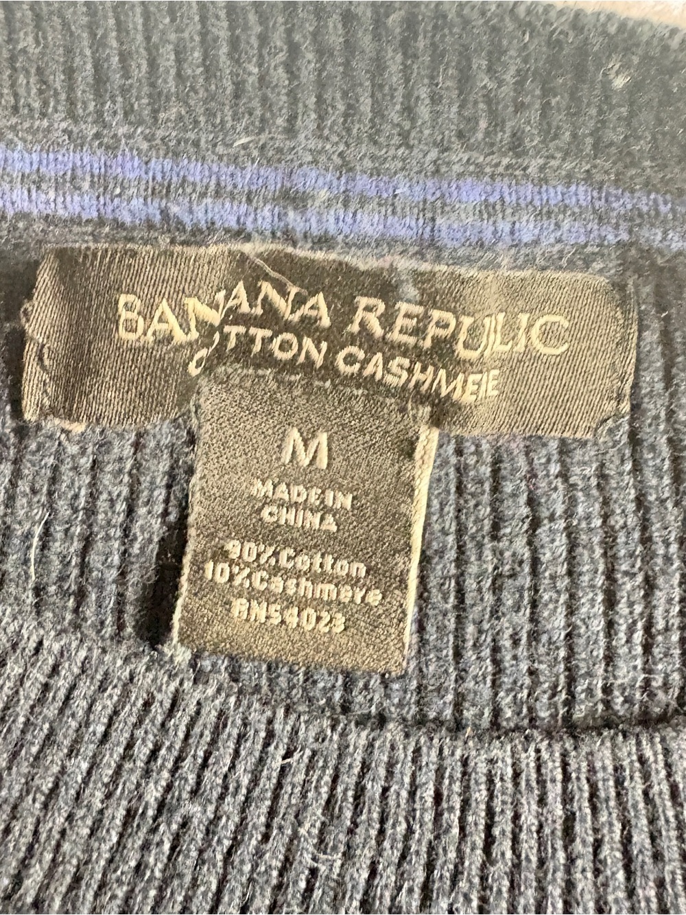 Banana Republic Men's Navy Crewneck Cotton-Cashmere Sweater
